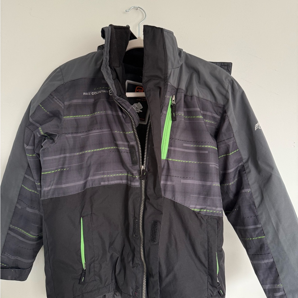 Free Country Black and Gray Jacket with Orange Logo